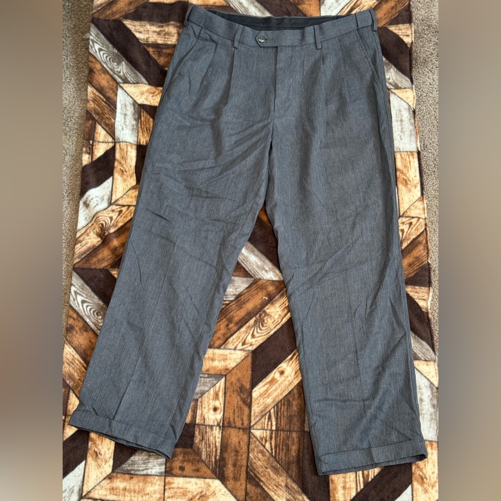 Gray Straight-Leg Dress Pants